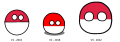Comparison of previous versions of the Polandball character.