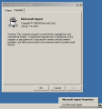The property sheet of build 416 with the Microsoft Agent 1.5 taskbar icon below it.