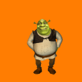 The default animation frame of Shrek.